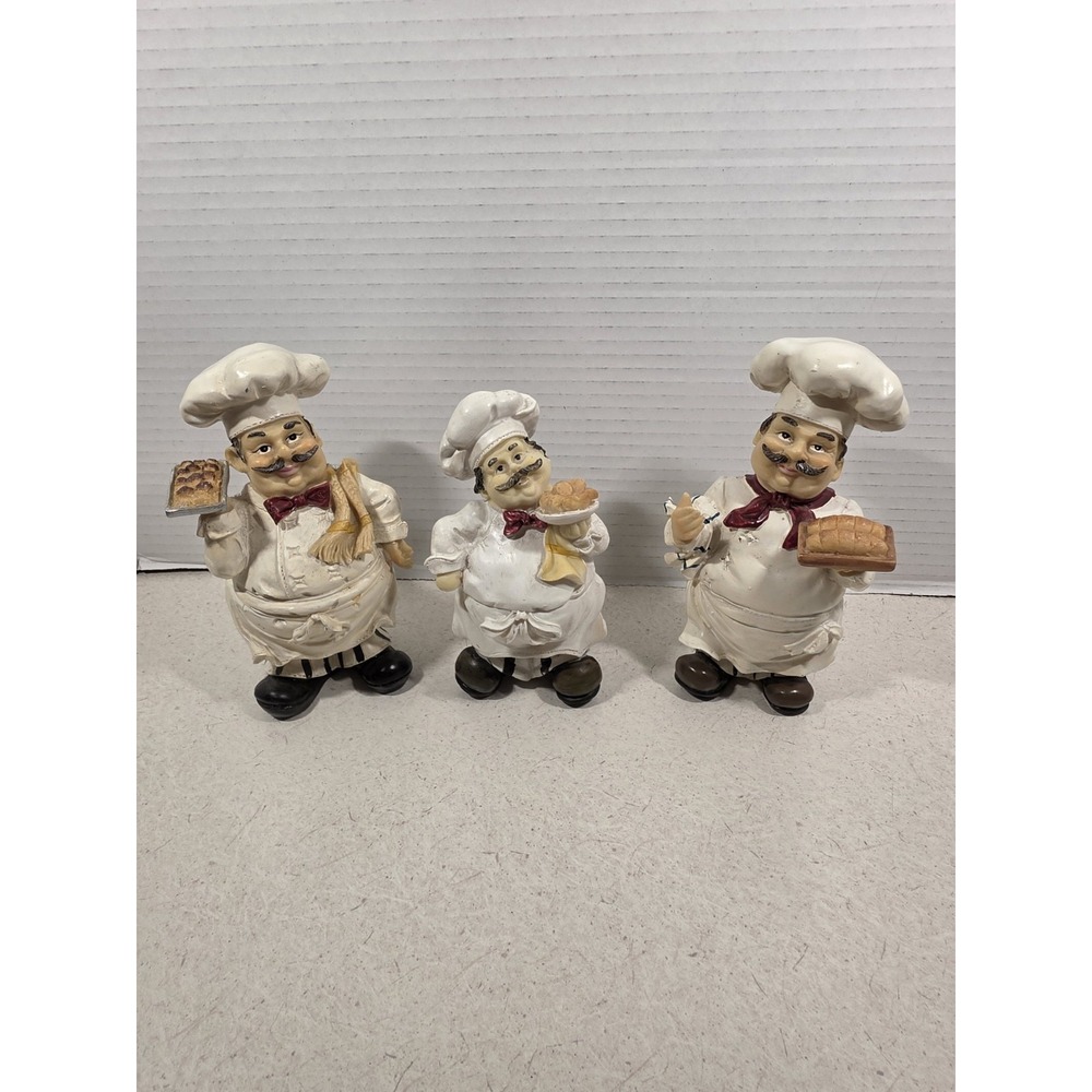 Lot of 3 Chef Bistro Italian Kitchen Home Decor Figures
